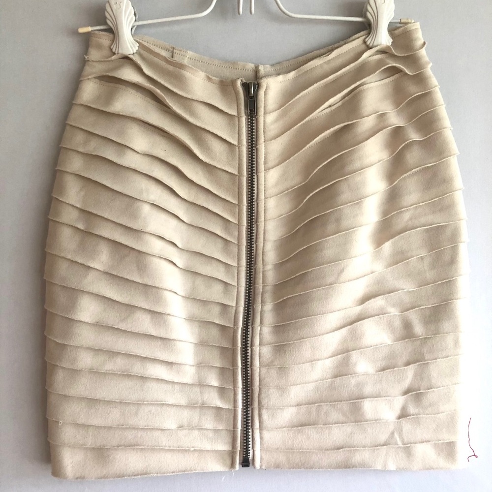 Cream Zip Front Skirt